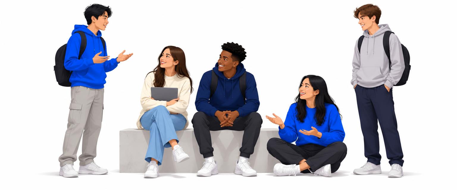 A diverse group of students sharing a friendly conversation